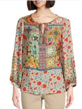 John Mark Floral Embroidered Top, Sz 2X